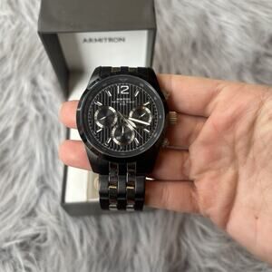 Armitron Men's Stainless Steel Black Grey Water Resistant Comes With Box